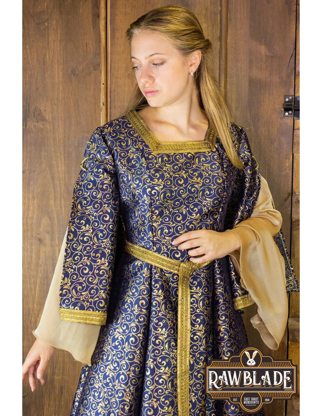 VESTIDO MEDIEVAL NOBLE AQUITANIA  AZUL