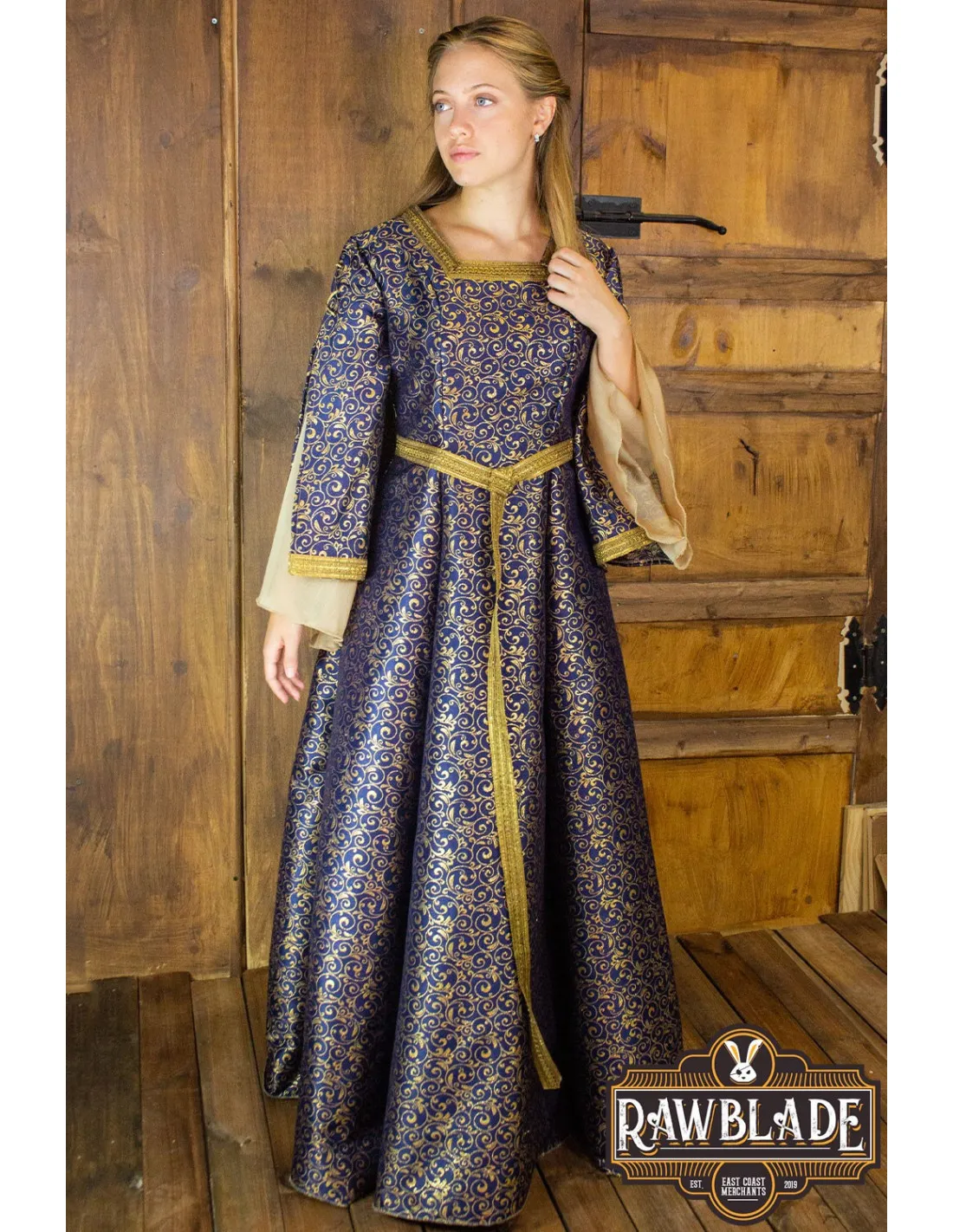 VESTIDO MEDIEVAL NOBLE AQUITANIA  AZUL