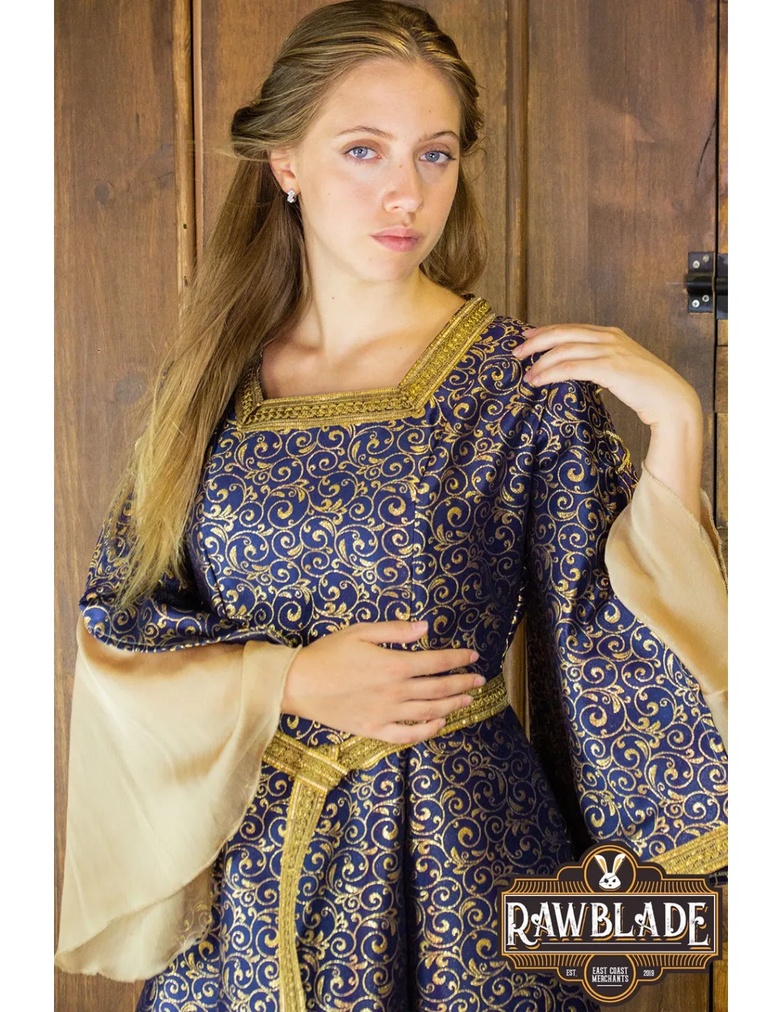 VESTIDO MEDIEVAL NOBLE AQUITANIA  AZUL