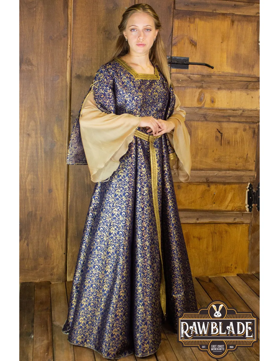 VESTIDO MEDIEVAL NOBLE AQUITANIA  AZUL