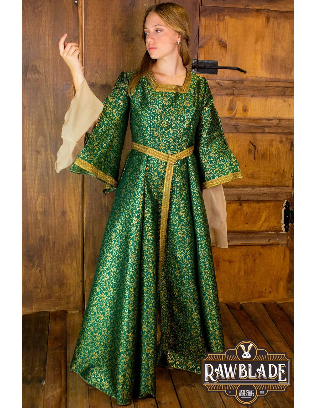 VESTIDO MEDIEVAL NOBLE AQUITANIA  VERDE