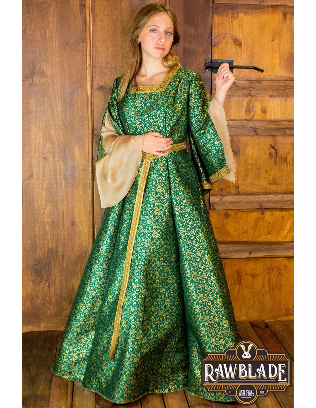 VESTIDO MEDIEVAL NOBLE AQUITANIA  VERDE