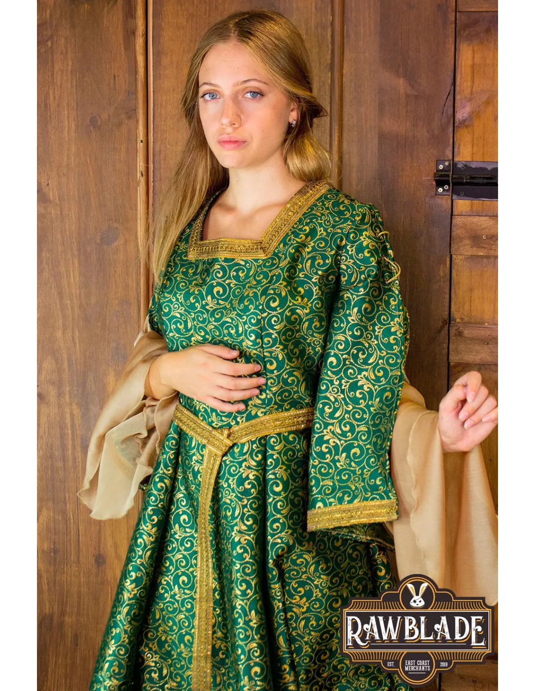 VESTIDO MEDIEVAL NOBLE AQUITANIA  VERDE