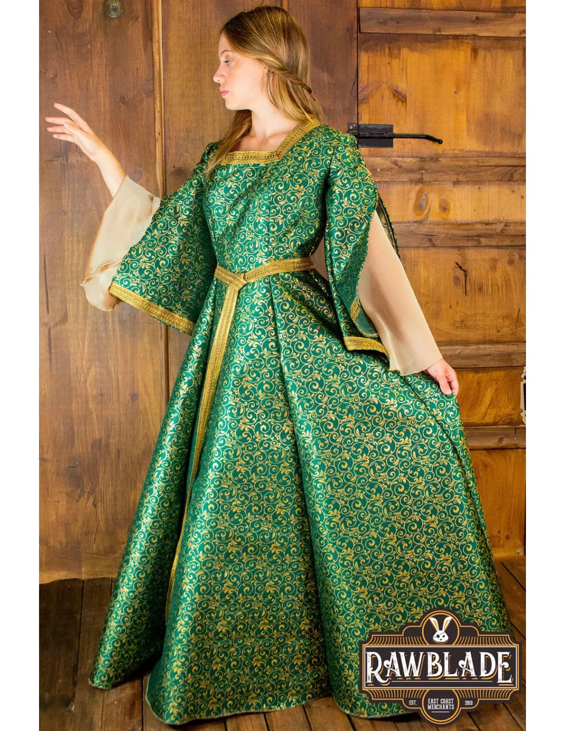 VESTIDO MEDIEVAL NOBLE AQUITANIA  VERDE