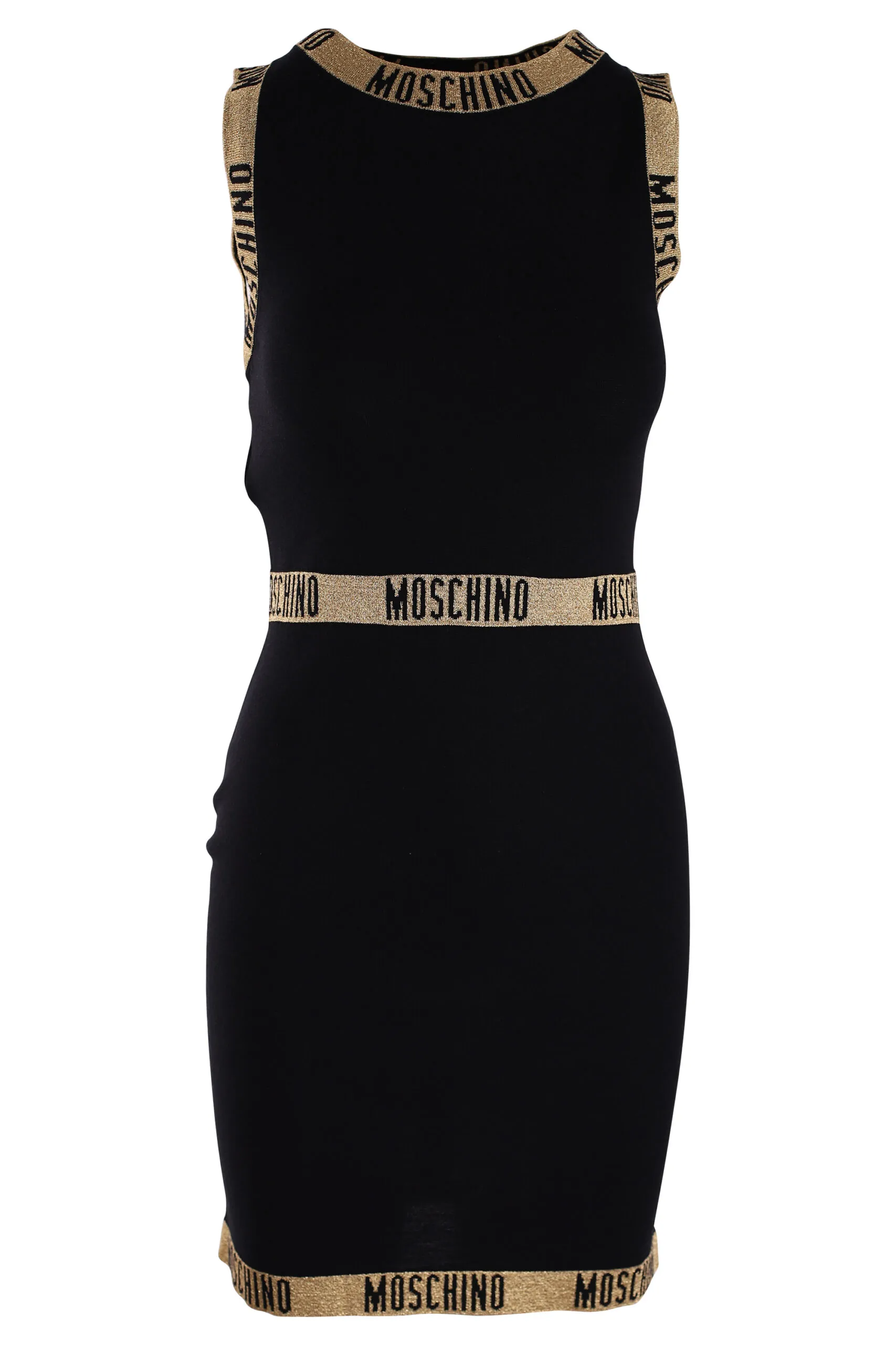 Vestido negro con logo en cinta