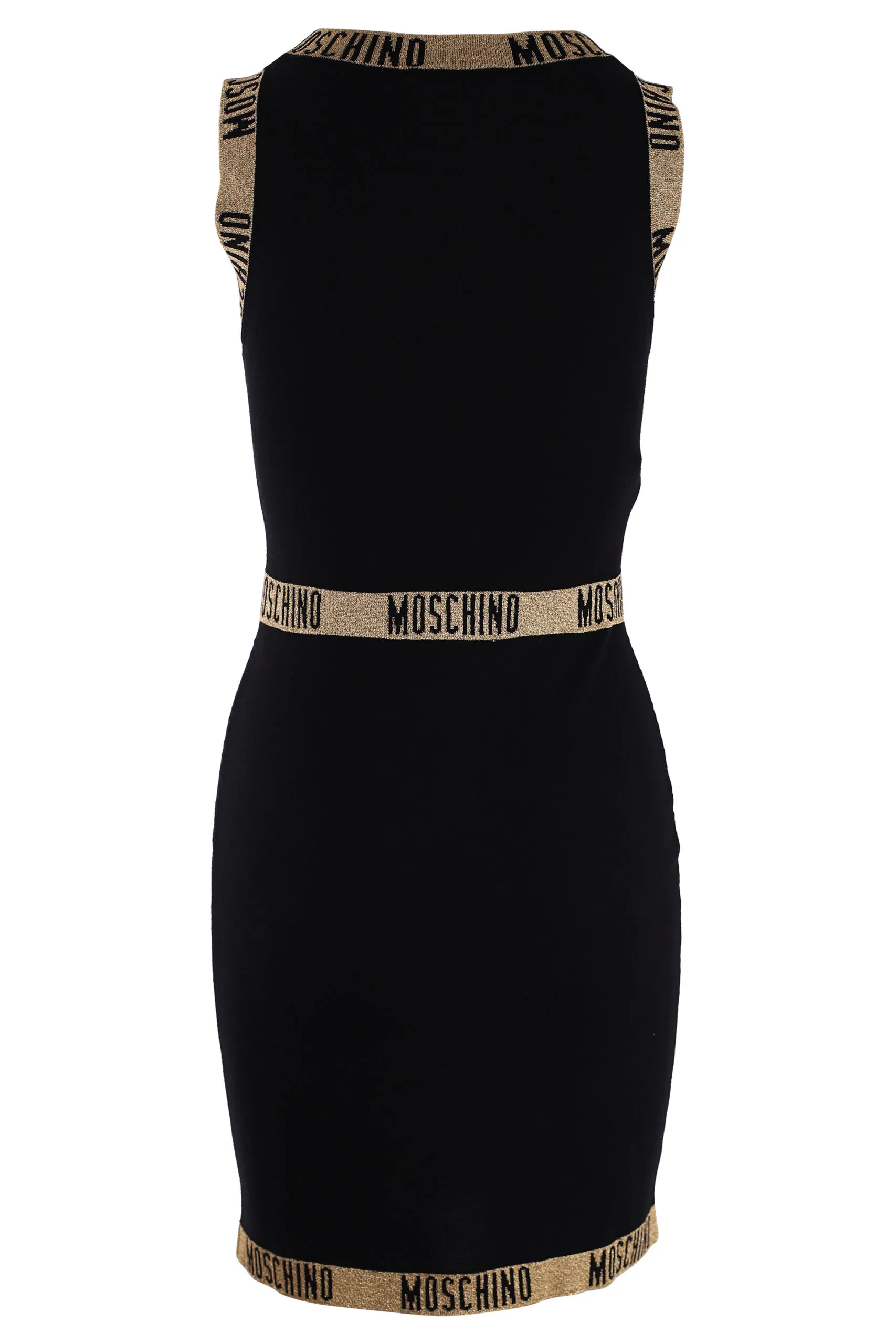 Vestido negro con logo en cinta