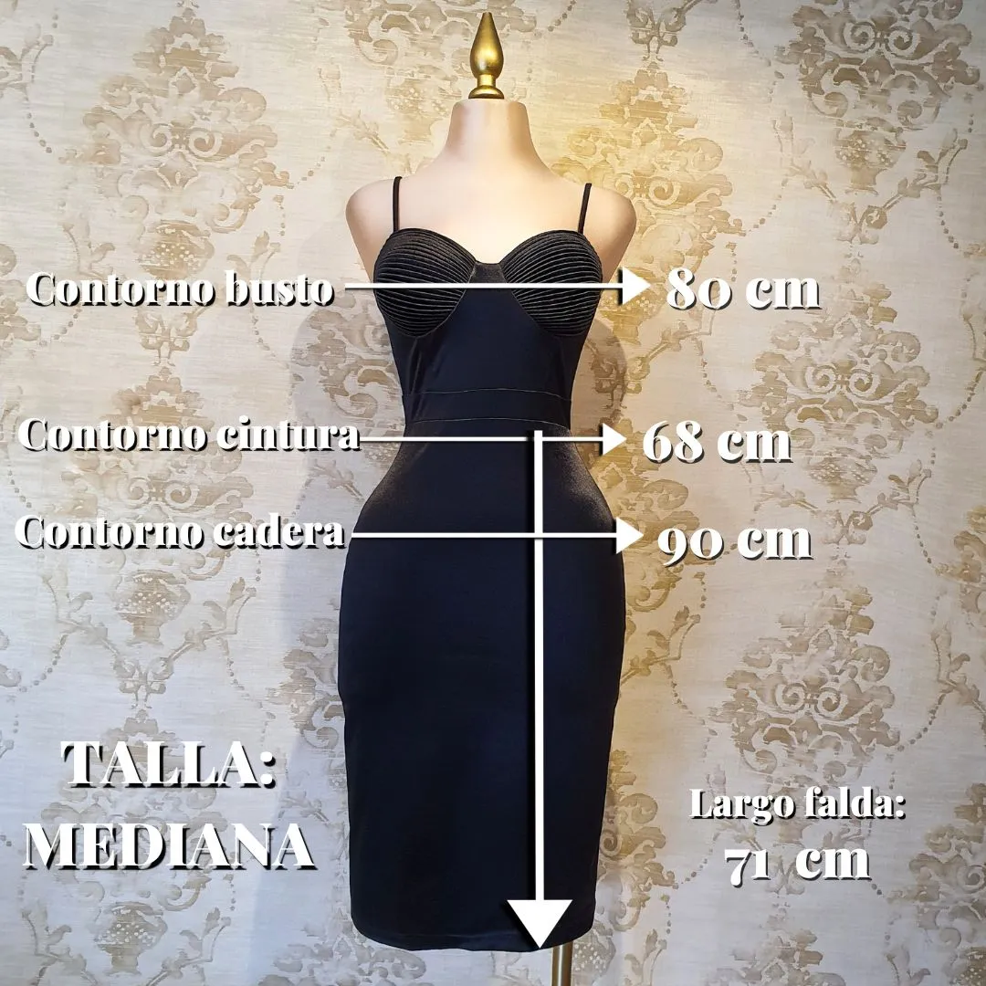 Vestido Negro Corto Satin Tirantes Tipo Corset