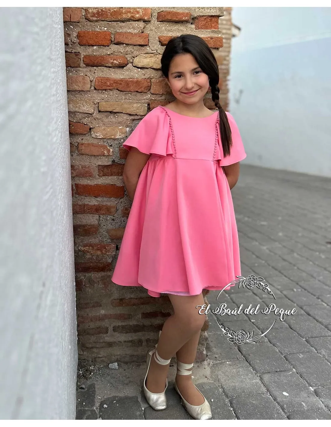 Vestido Niña Marta y Paula Familia Nemesis Fresa