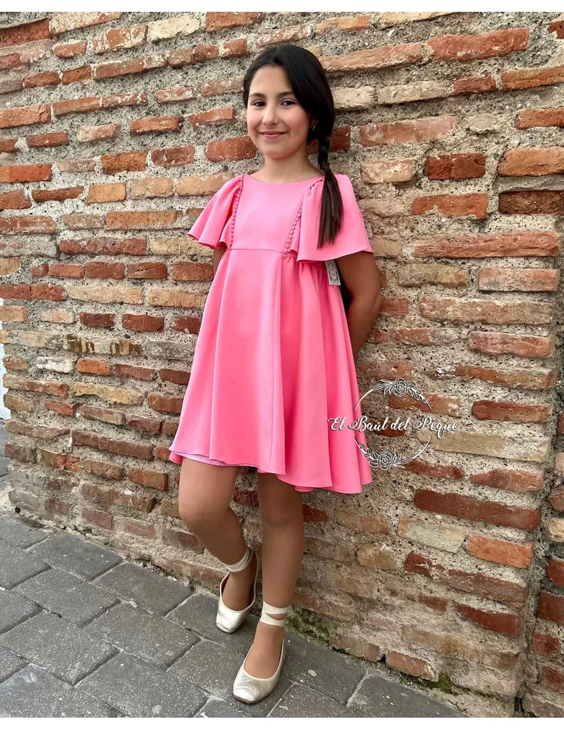 Vestido Niña Marta y Paula Familia Nemesis Fresa