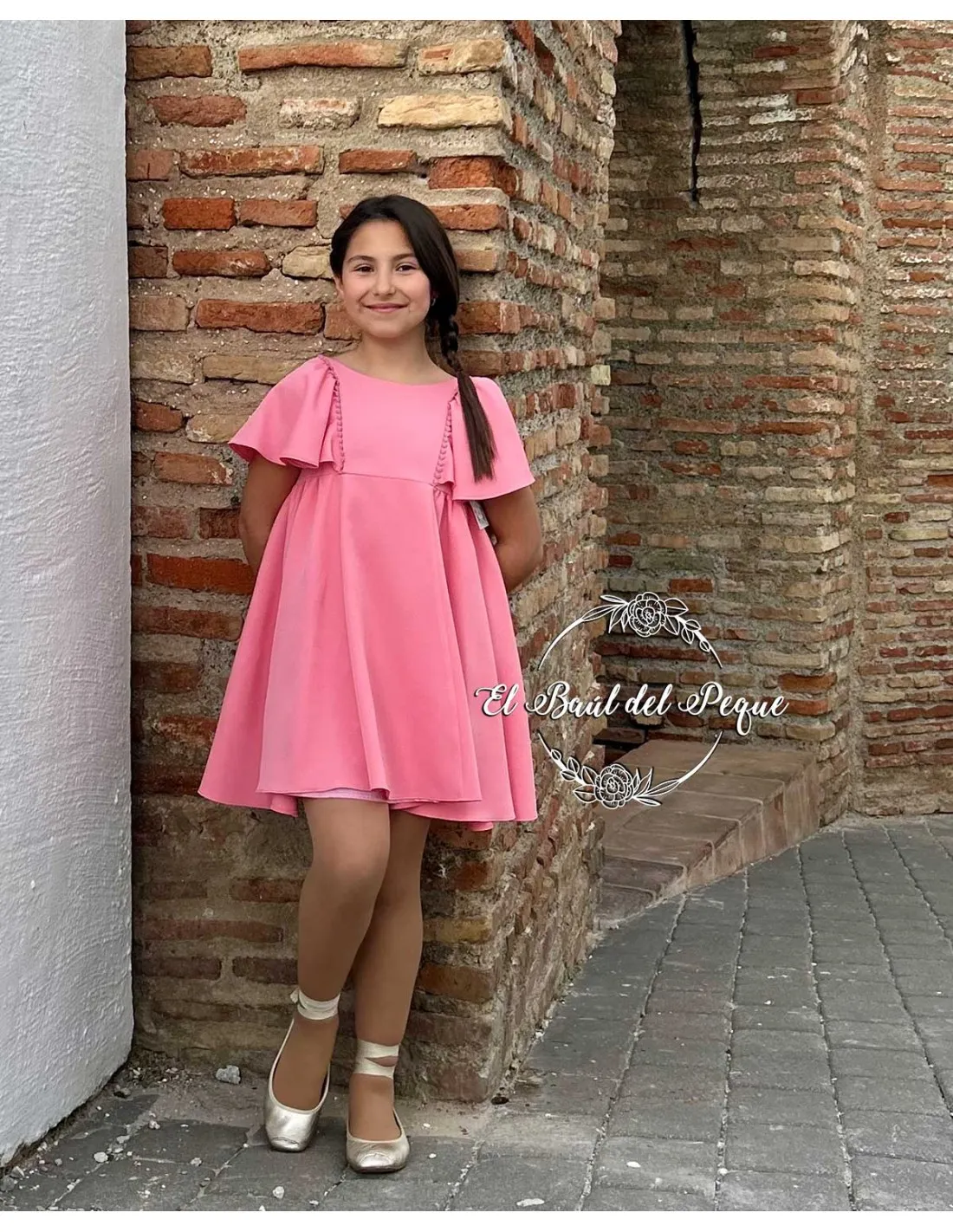 Vestido Niña Marta y Paula Familia Nemesis Fresa