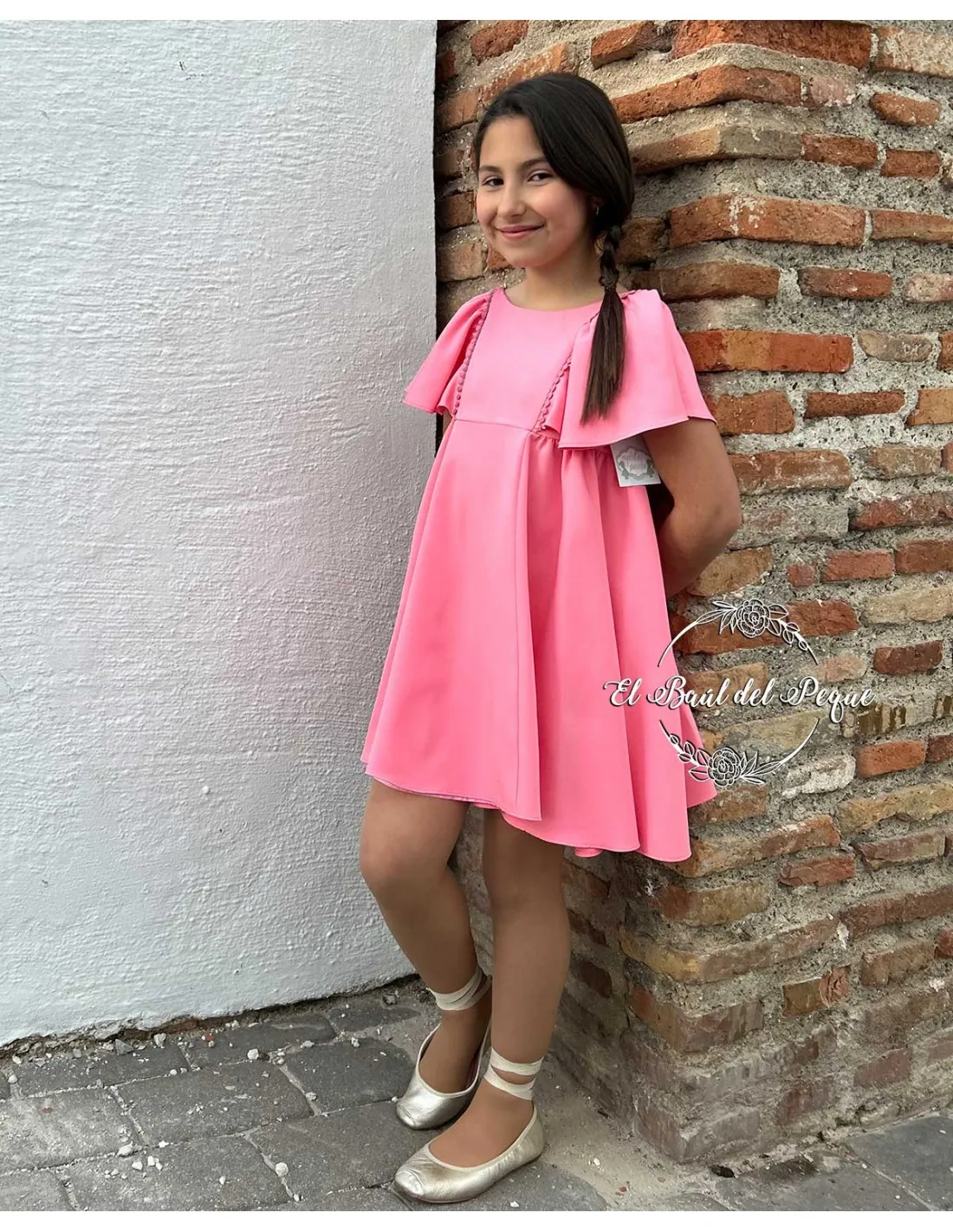 Vestido Niña Marta y Paula Familia Nemesis Fresa