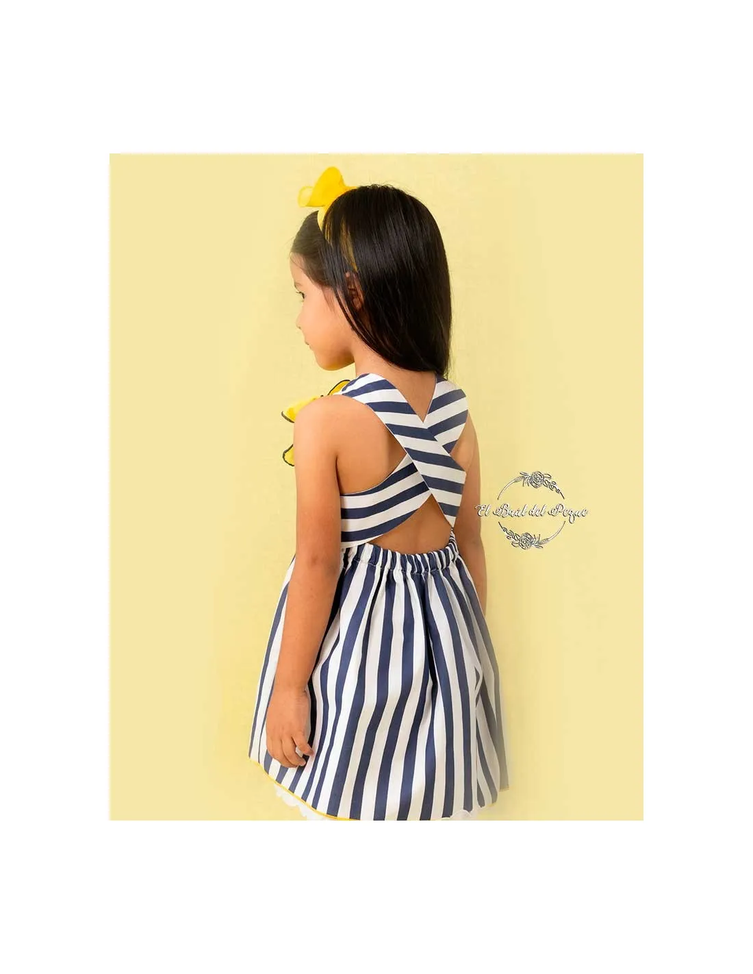Vestido Niña Rayas Amarillo y Azul Cuka Moda Infantil Mayonesa