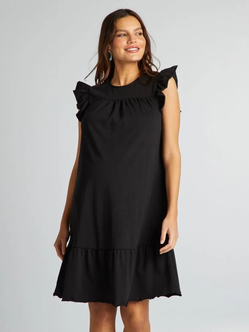 VESTIDO PREMAMá CON VOLANTES  NEGRO