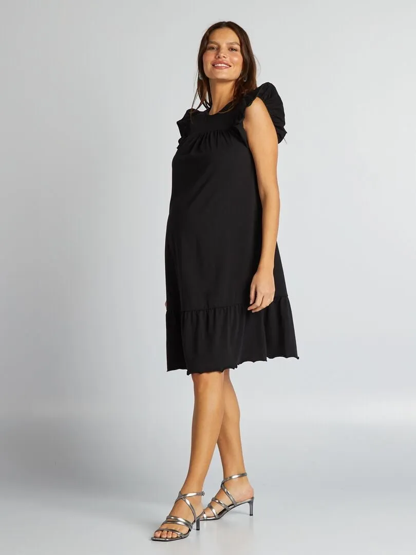 VESTIDO PREMAMá CON VOLANTES  NEGRO