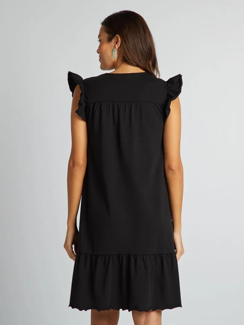 VESTIDO PREMAMá CON VOLANTES  NEGRO