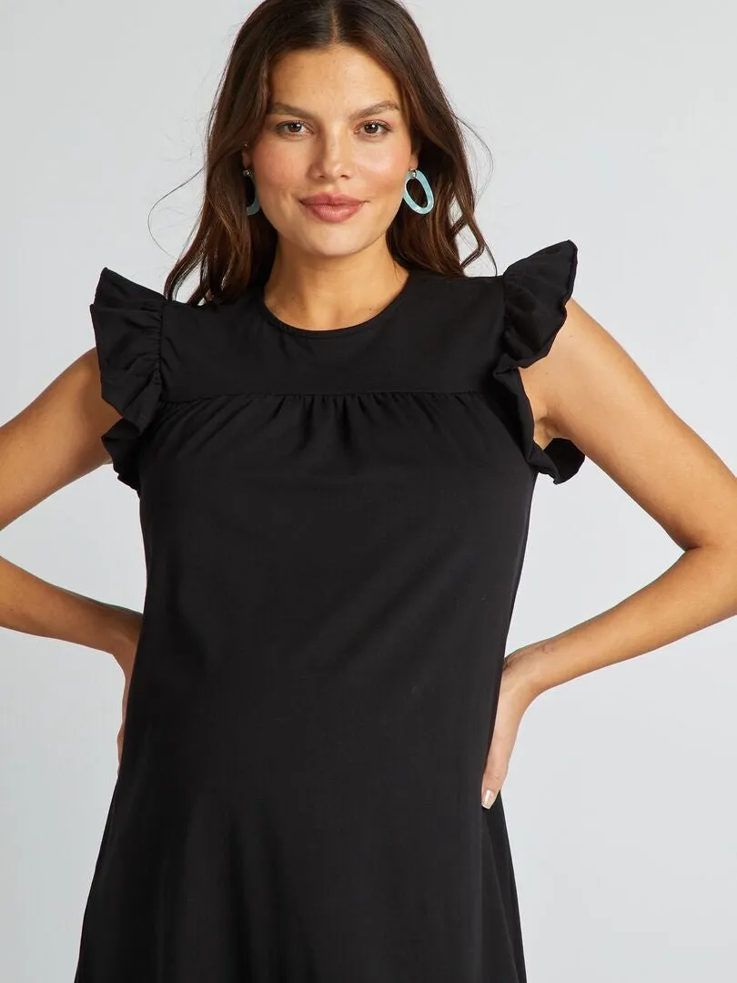 VESTIDO PREMAMá CON VOLANTES  NEGRO