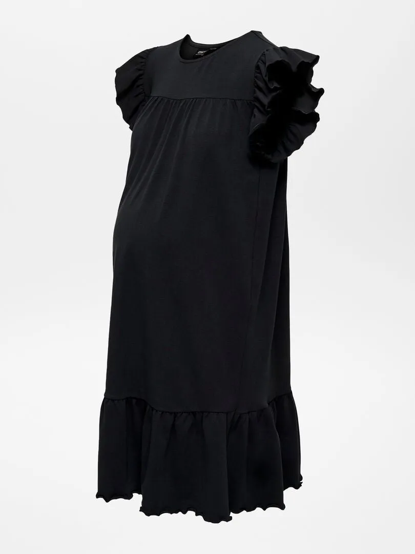 VESTIDO PREMAMá CON VOLANTES  NEGRO