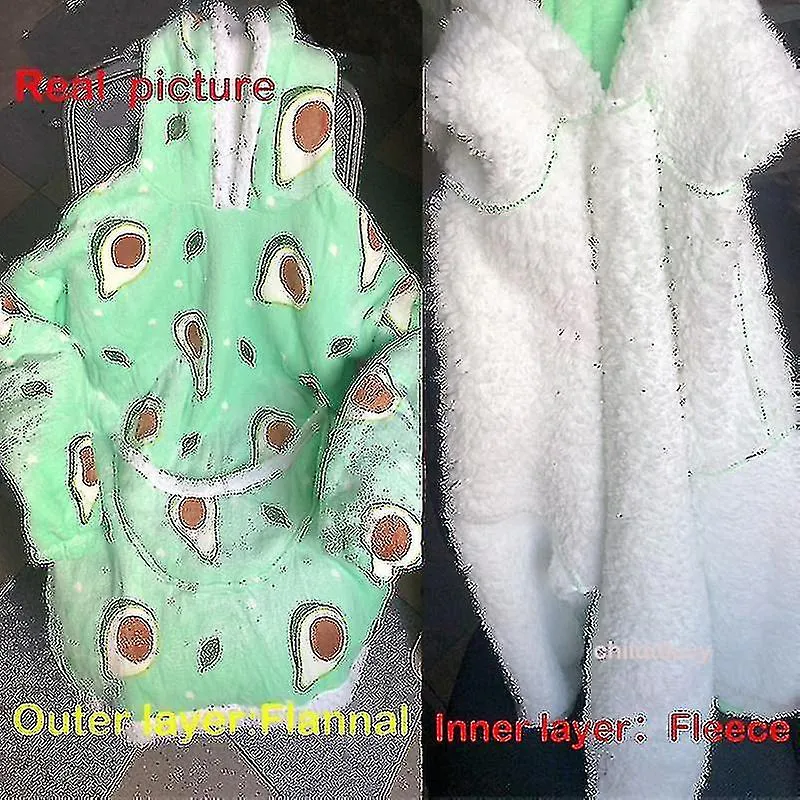 Winter Sherpa Blanket Plush Fleece Family Matching Hoodie Girl Sweatshirt Avocado Homewear
