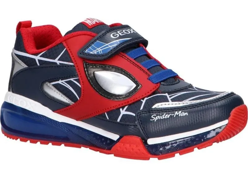 ZAPATILLAS MARVEL AVENGERS SPIDERMAN DE GEOX SNEAKERS CON LUCES COLOR AZUL Y ROJO CON VELCRO Y ELASTICOS