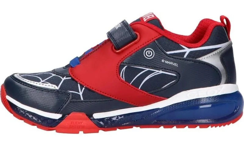 ZAPATILLAS MARVEL AVENGERS SPIDERMAN DE GEOX SNEAKERS CON LUCES COLOR AZUL Y ROJO CON VELCRO Y ELASTICOS
