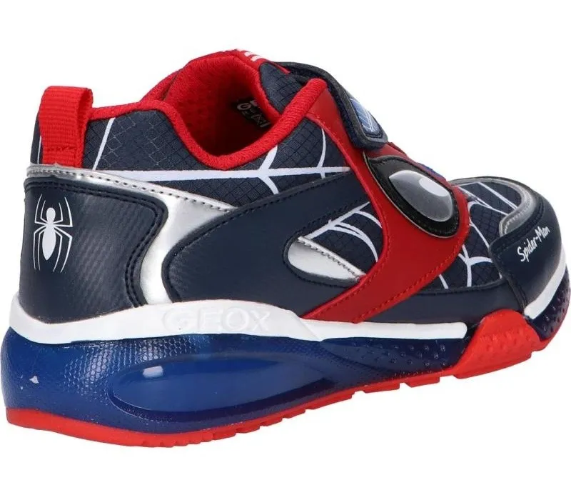 ZAPATILLAS MARVEL AVENGERS SPIDERMAN DE GEOX SNEAKERS CON LUCES COLOR AZUL Y ROJO CON VELCRO Y ELASTICOS