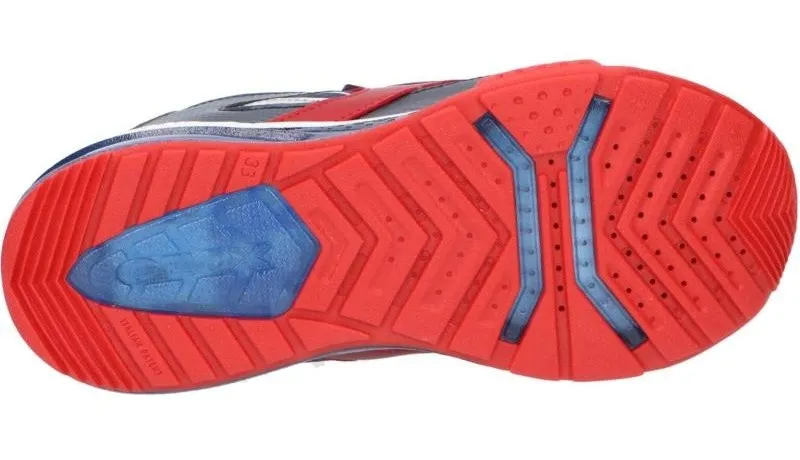 ZAPATILLAS MARVEL AVENGERS SPIDERMAN DE GEOX SNEAKERS CON LUCES COLOR AZUL Y ROJO CON VELCRO Y ELASTICOS