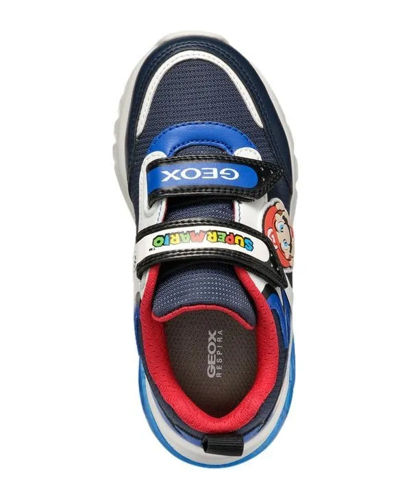 Zapatillas niño con luces de la marca Geox edición Mario Bros con Luigi y Mario en el lateral cierre de doble tira adherente muy