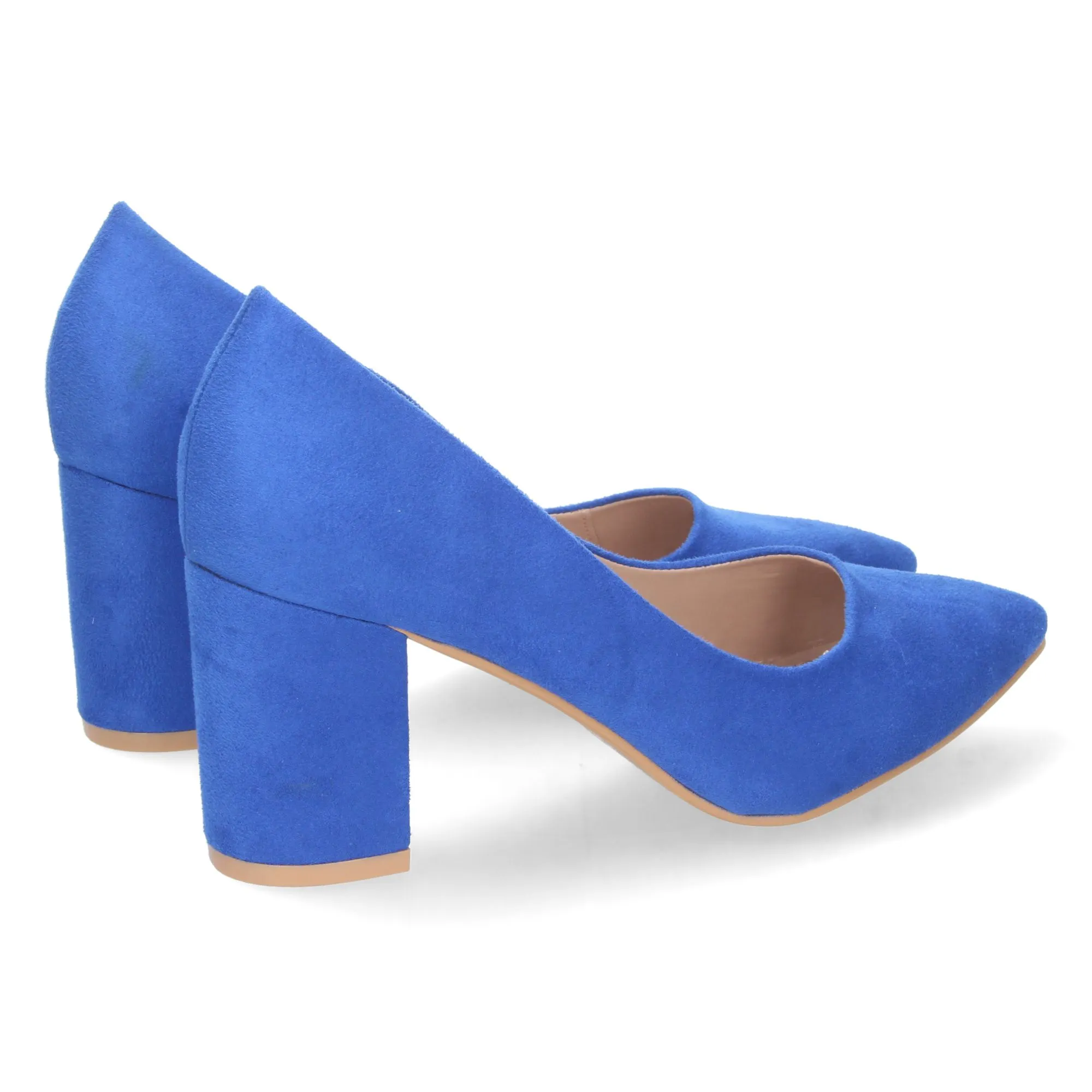 Zapatos de tacon comodo estilo salon y punta fina mujer azul