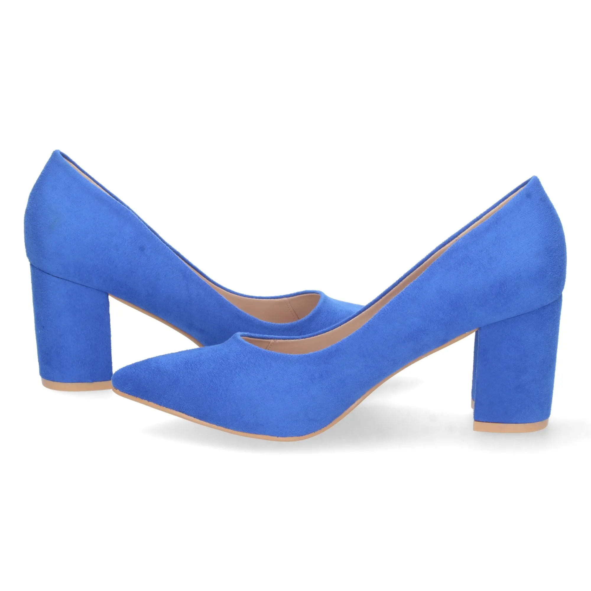 Zapatos de tacon comodo estilo salon y punta fina mujer azul