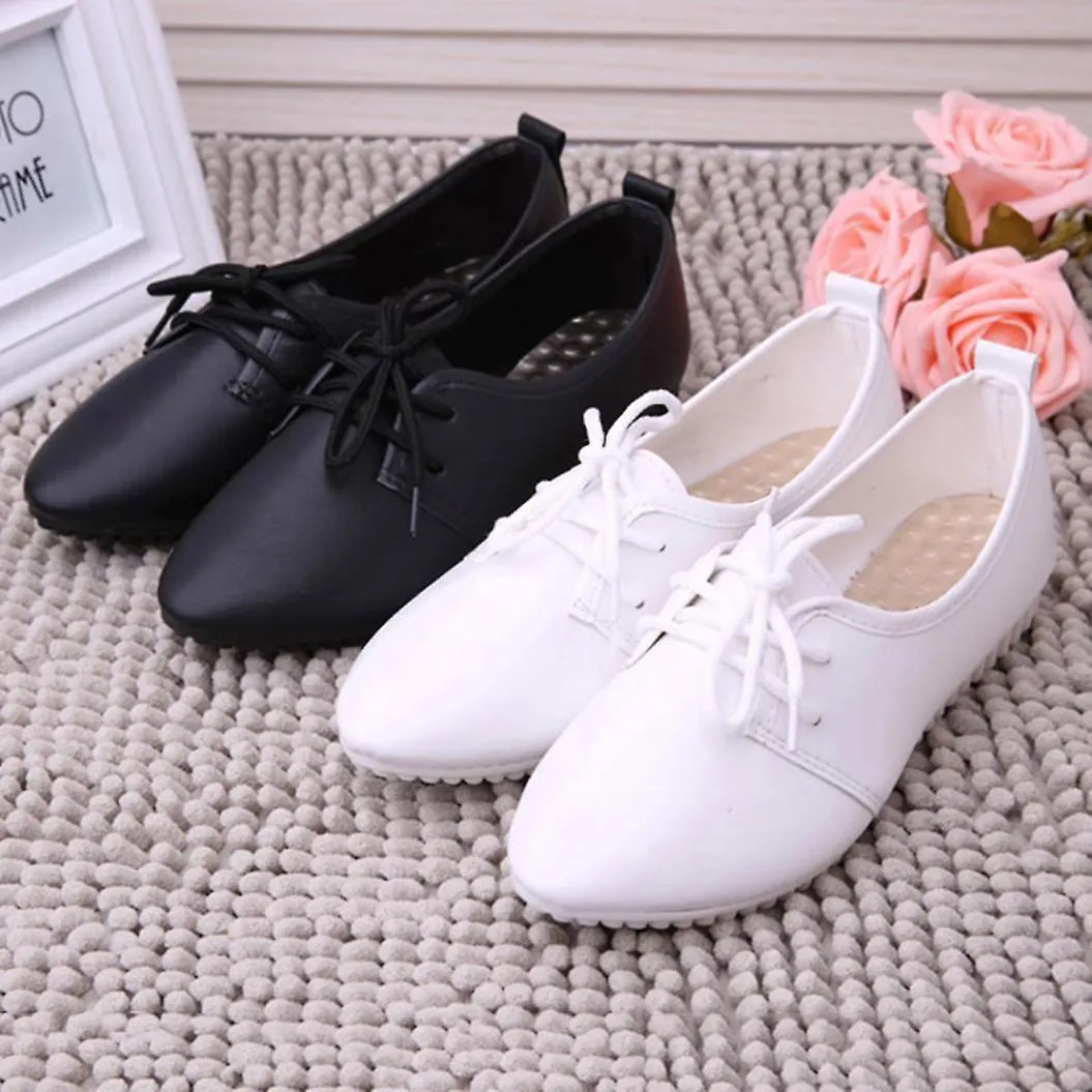 Zapatos mocasines casuales lisos con cordones sin cordones puntiagudos para mujer