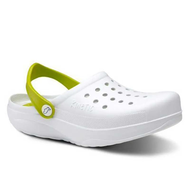 ZUECO KINETIC BLANCO CON DETALLES PISTACHO  FELIZ CAMINAR
